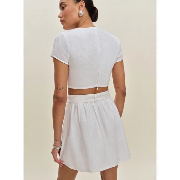 Reformation Niki Belted Linen Two Piece White New - Picture 3 of 9